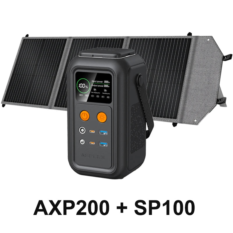 500W 200W Power Station With 100W Solar Panel 18V USB TYPE-C Portable Power Bank 345.6Wh 192Wh Lifepo4 Battery Charging Station