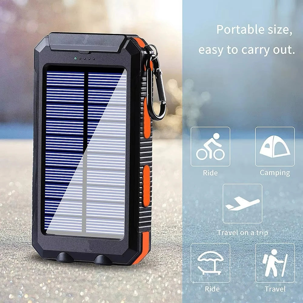 Solar Power Bank 50000mAh Portable Charging Poverbank External Battery Charger Strong Light LDE Light for All Smartphones