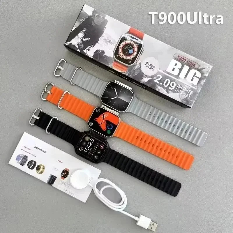 T900 Ultra Smart Watch 2.09" HD Screen 49mm Wireless Charging Bluetooth Call Fitness Smartwatch for Men Women Android IOS ﻿