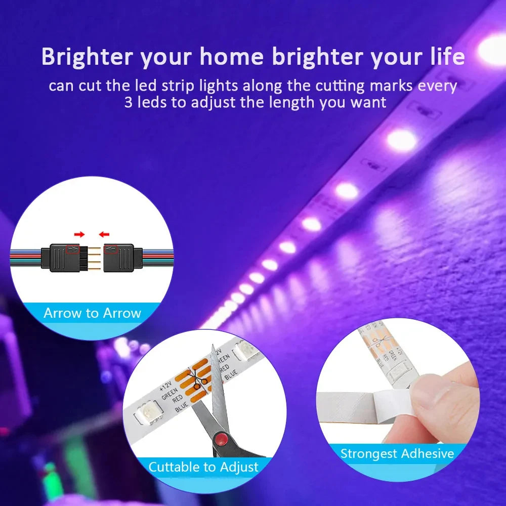LED Strip Light RGB 5050 5V USB 3 Key Control Flexible Light Strip Suitable For House TV Background Atmosphere Light