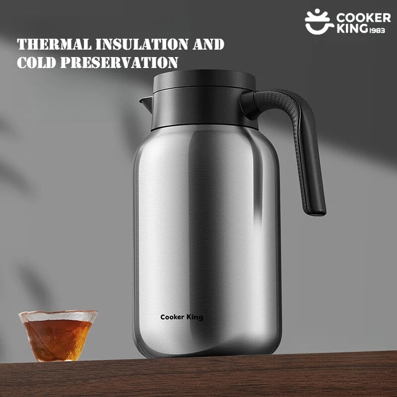 COOKER KING 1.5/2L Original Color Thermos Pot 316/304 Stainless Steel+PP Large Capacity Coffee Pot Thermos Office&camping Use