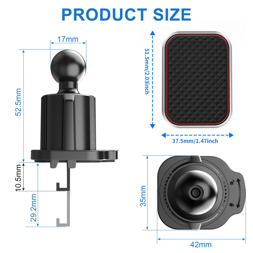 Magnetic Car Phone Holder Vent 2025 Upgrade 6X Strong Magnets, Universal Mobile Phone Mount Hook, 360 Rotating Air Vent Cradle