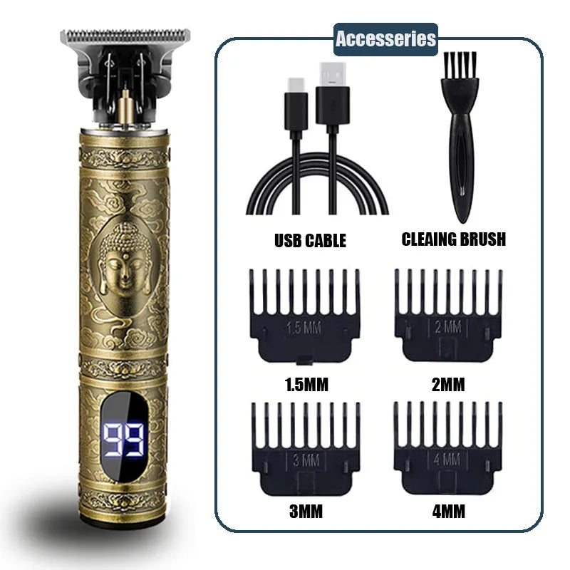 Professional Electric T9 Hair Clipper USB Cordless Beard Trimmer Haircut Grooming Kit Hair Cutting Machine for Stylists