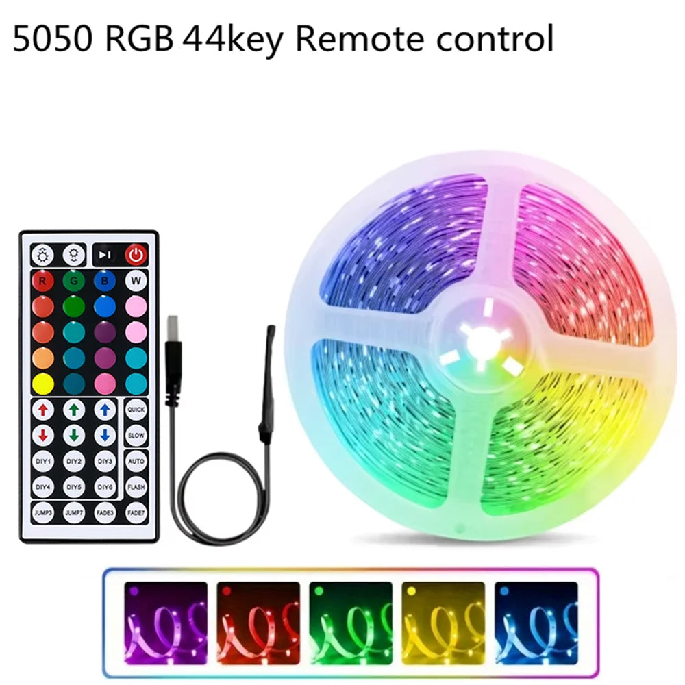 RGB LED Strip Lights 1-20M Led Strip Lighting with Remote Control USB Flexible Ribbon Luces Led for Room Decoration TV Backlight