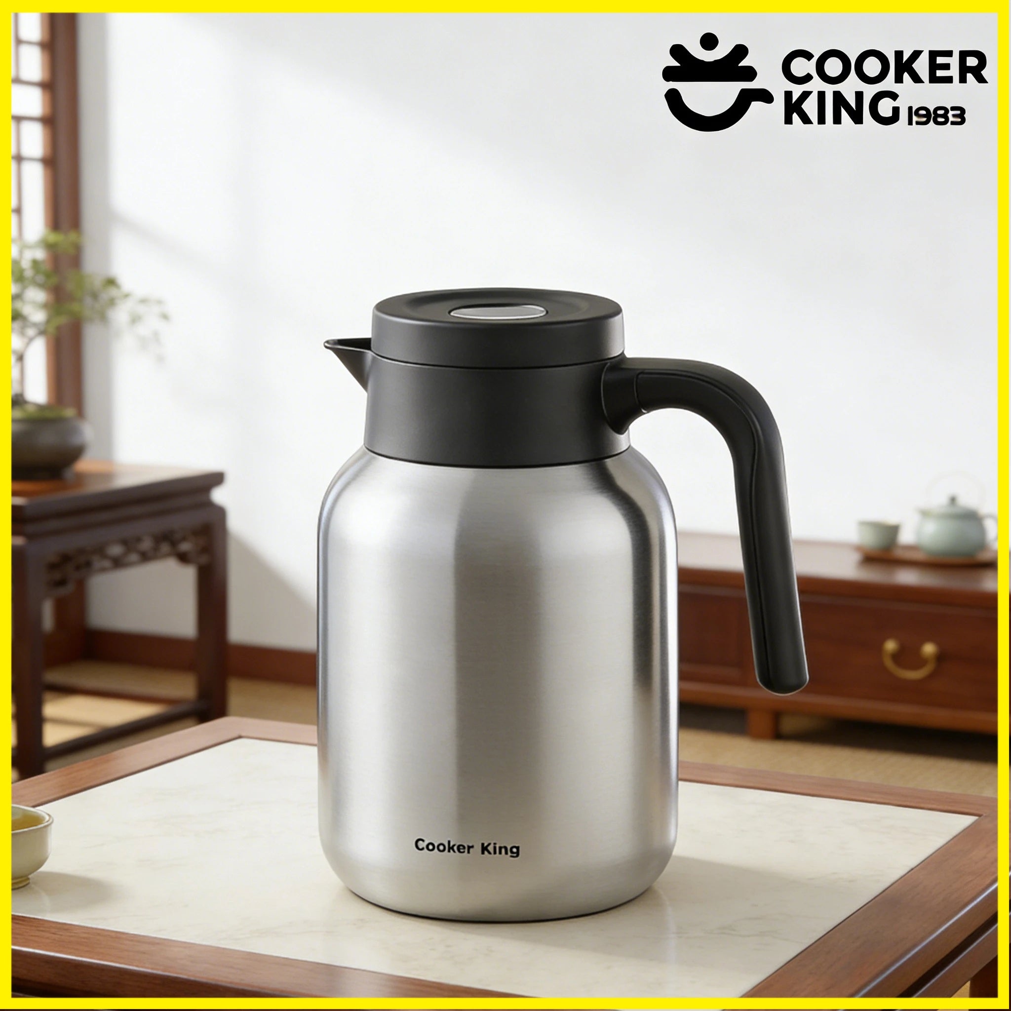 COOKER KING 1.5/2L Original Color Thermos Pot 316/304 Stainless Steel+PP Large Capacity Coffee Pot Thermos Office&camping Use