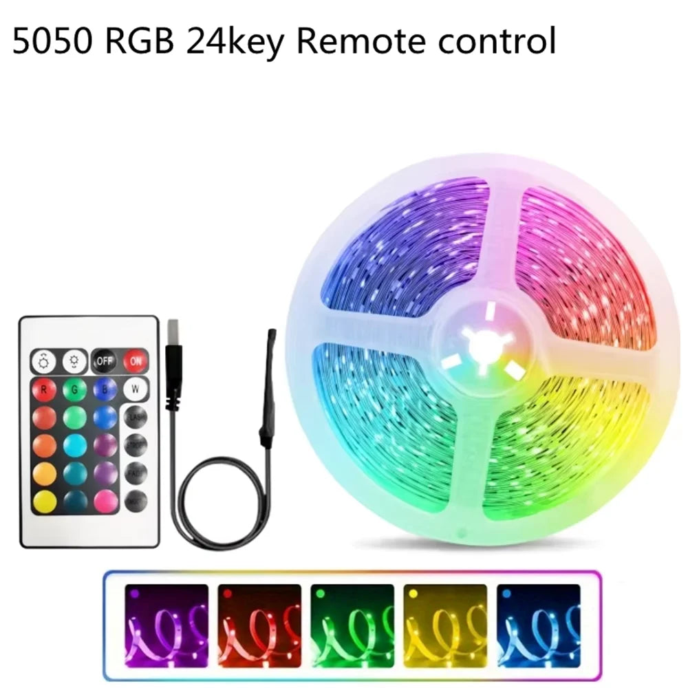 RGB LED Strip Lights 1-20M Led Strip Lighting with Remote Control USB Flexible Ribbon Luces Led for Room Decoration TV Backlight
