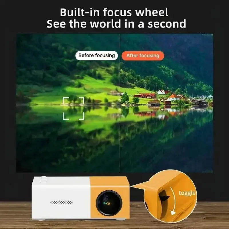 FOCABO YG300 Mini Portable Projector, 4K Audio-Visual, HD Smart LCD, Home Wall Projection