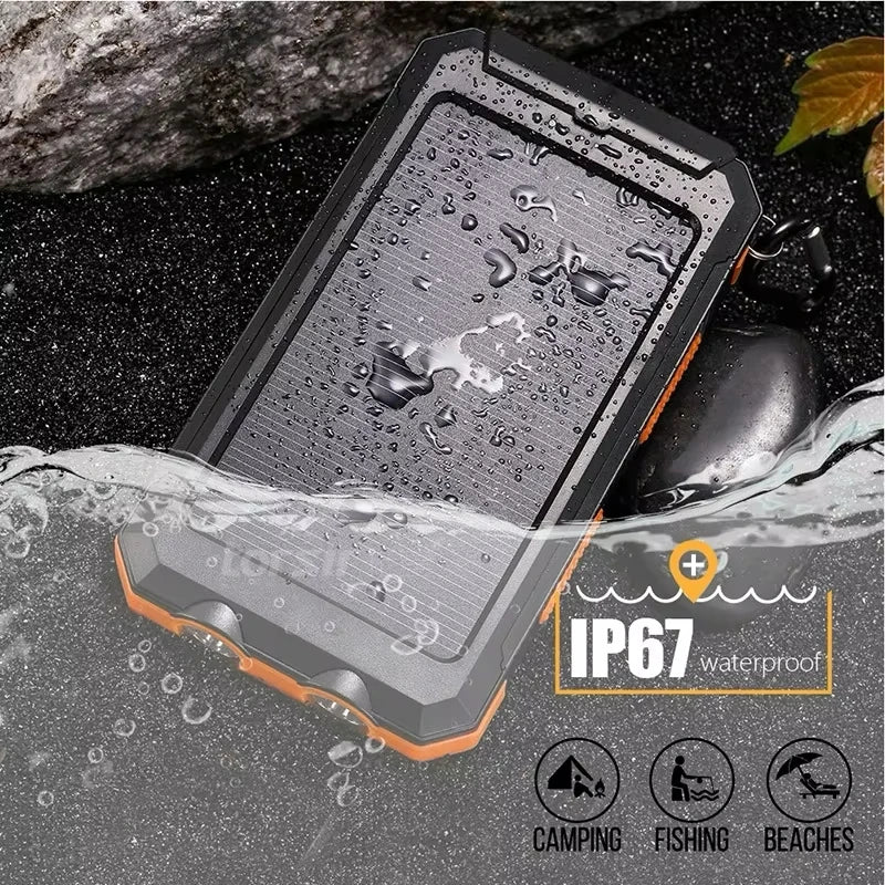 Solar Power Bank 50000mAh Portable Charging Poverbank External Battery Charger Strong Light LDE Light for All Smartphones