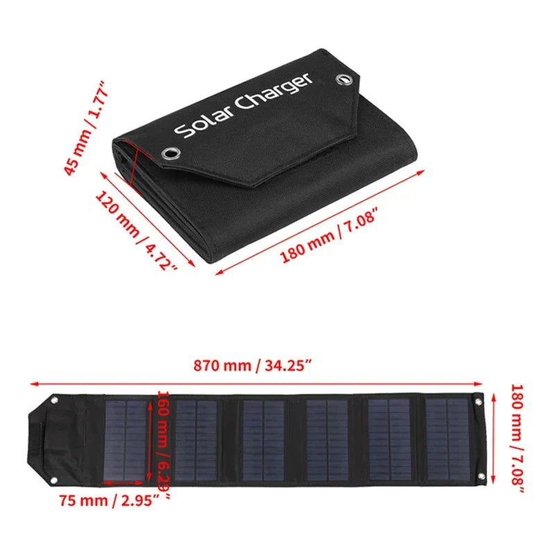 Portable 100W Foldable Solar Panel 5V USB Portable Folding Bag for Cell Phone Outdoor Waterproof Power Bank for Camping Hiking