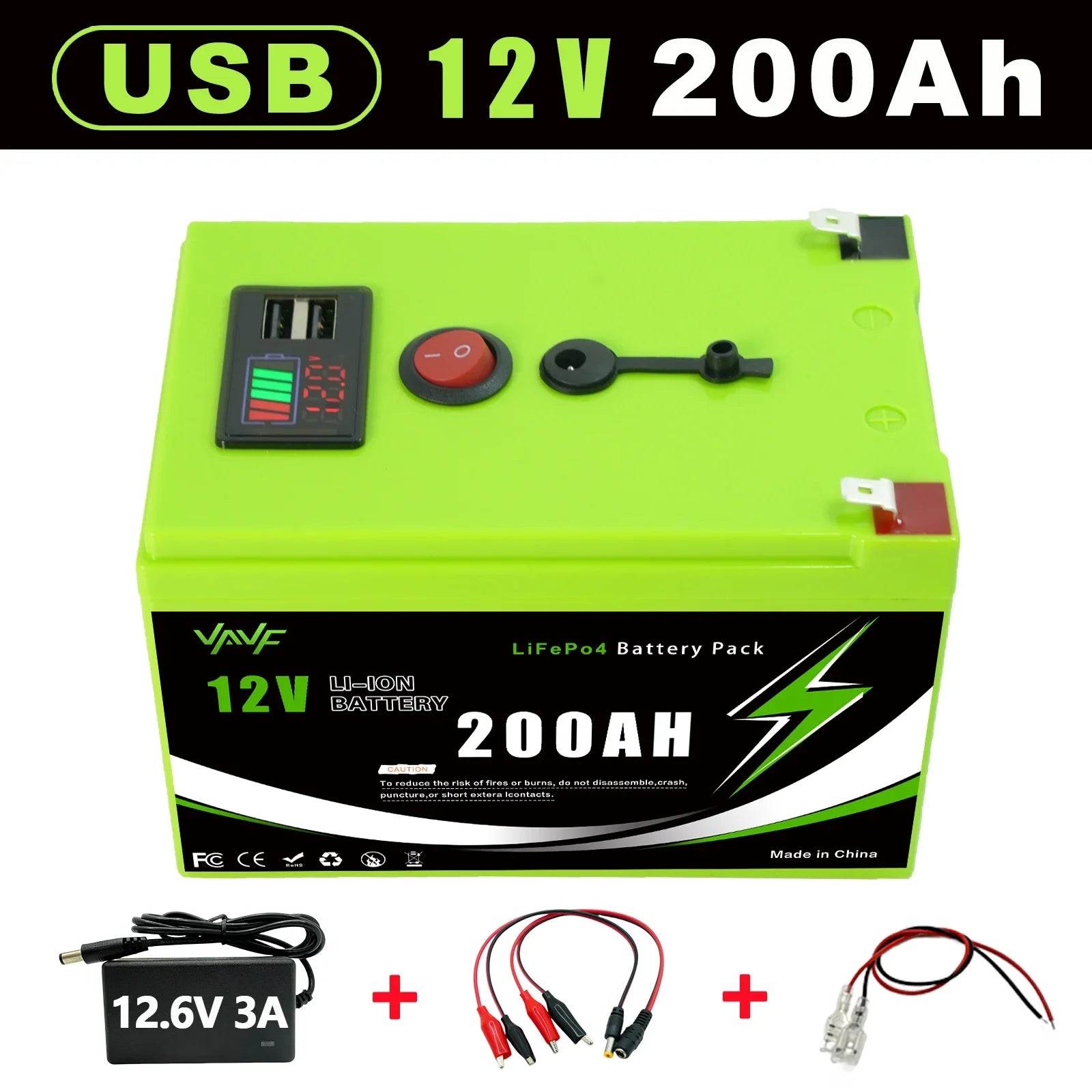 12V 200AH ️Solar Battery☃️ Lithium Deep Cycle Battery🌊Integrated BMS-Perfect for Solar Systems, Campers, Boats&Cabin Power