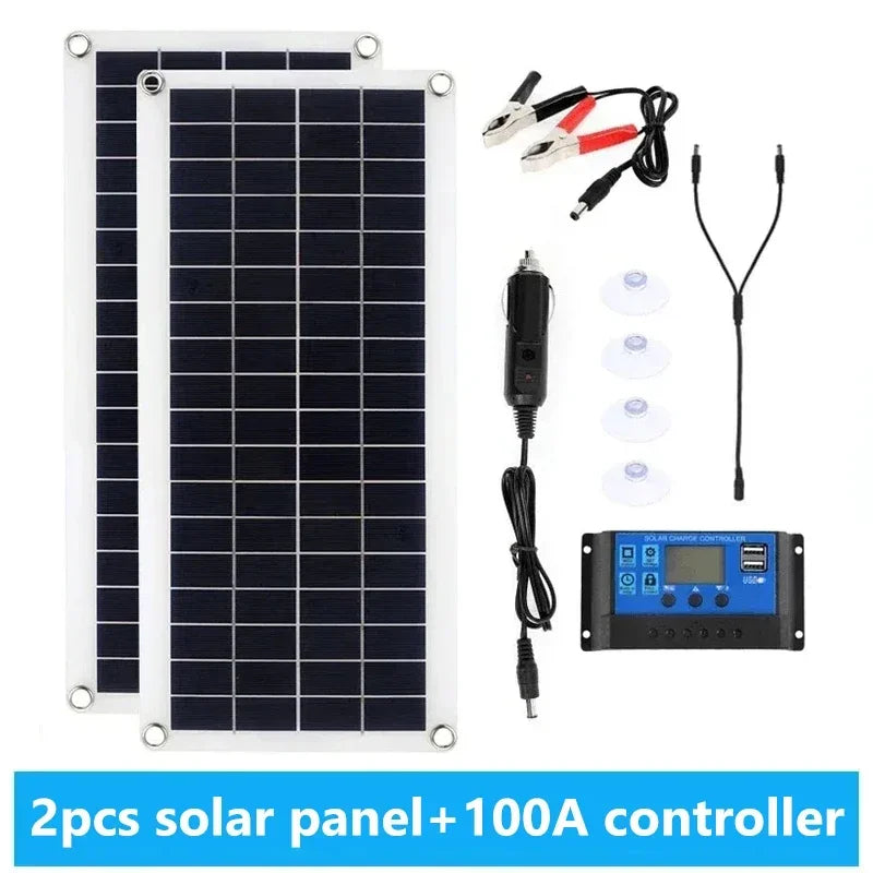 300W Flexible Solar Panel 12V Battery Charger Dual USB With 10A-60A Controller Solar Cells Power Bank for Phone Car Yacht RV