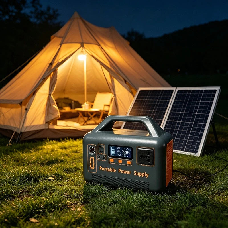 500W Portable Power Station 220V 384Wh Power Bank LiFePO4 Solar Generator For Outdoor Camping Power Supply Home Energy Storage