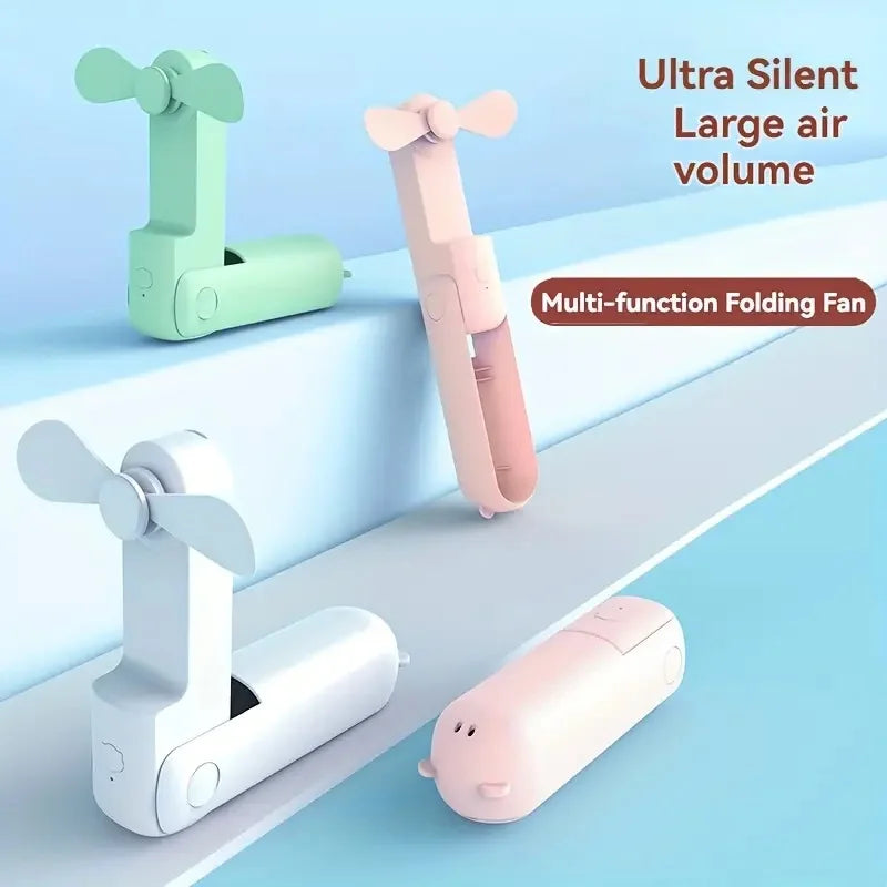 USB charging mini fan, portable small fan, foldable handheld eyelash fan, suitable for office, travel, and outdoor use