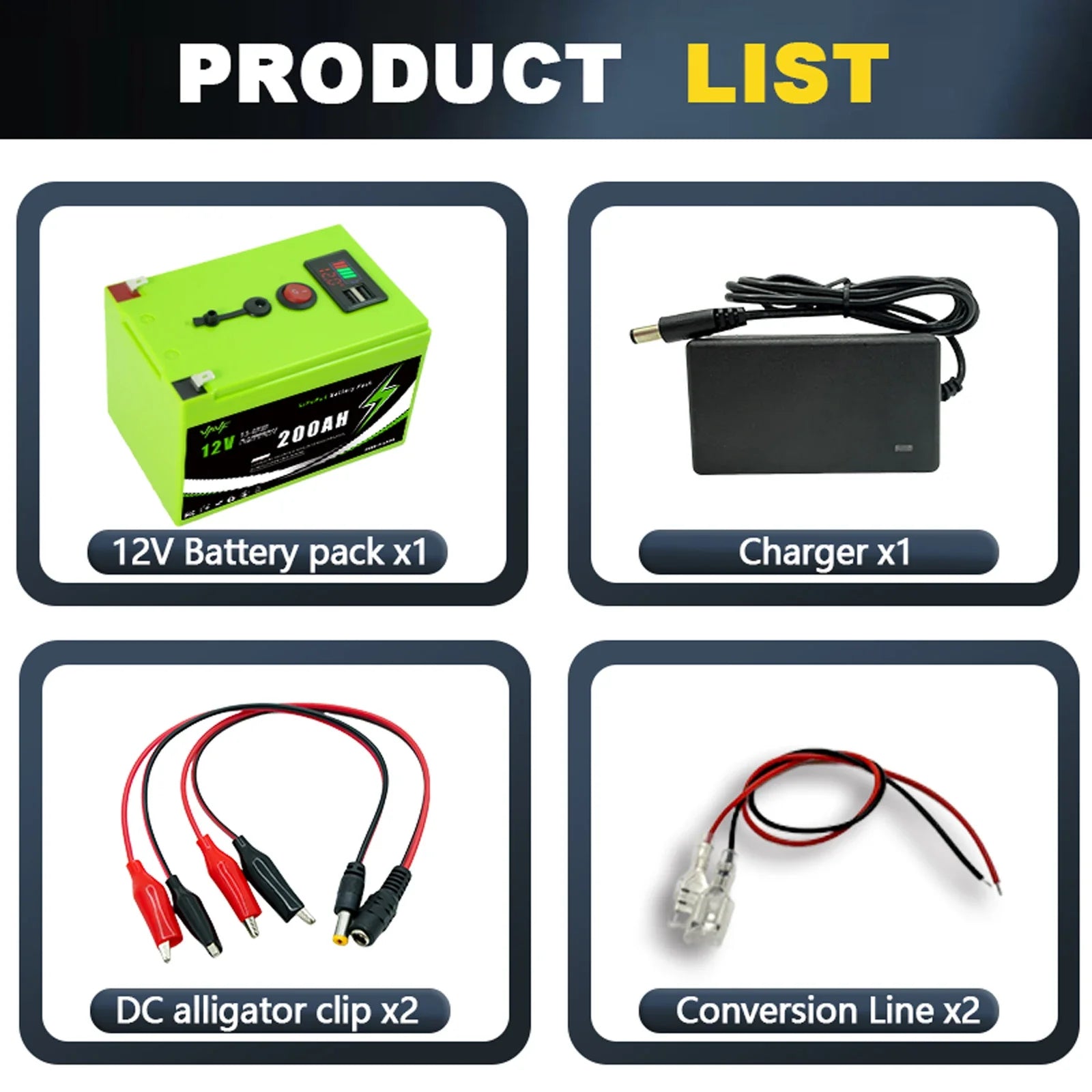 12V 200AH ️Solar Battery☃️ Lithium Deep Cycle Battery🌊Integrated BMS-Perfect for Solar Systems, Campers, Boats&Cabin Power