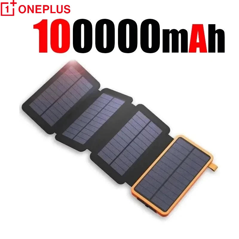 OnePlus 200000mAh Solar Powerbank Portable Folding Solar Panel USB Output Fast Charging Outdoor Camping Waterproof Sun Powerbank