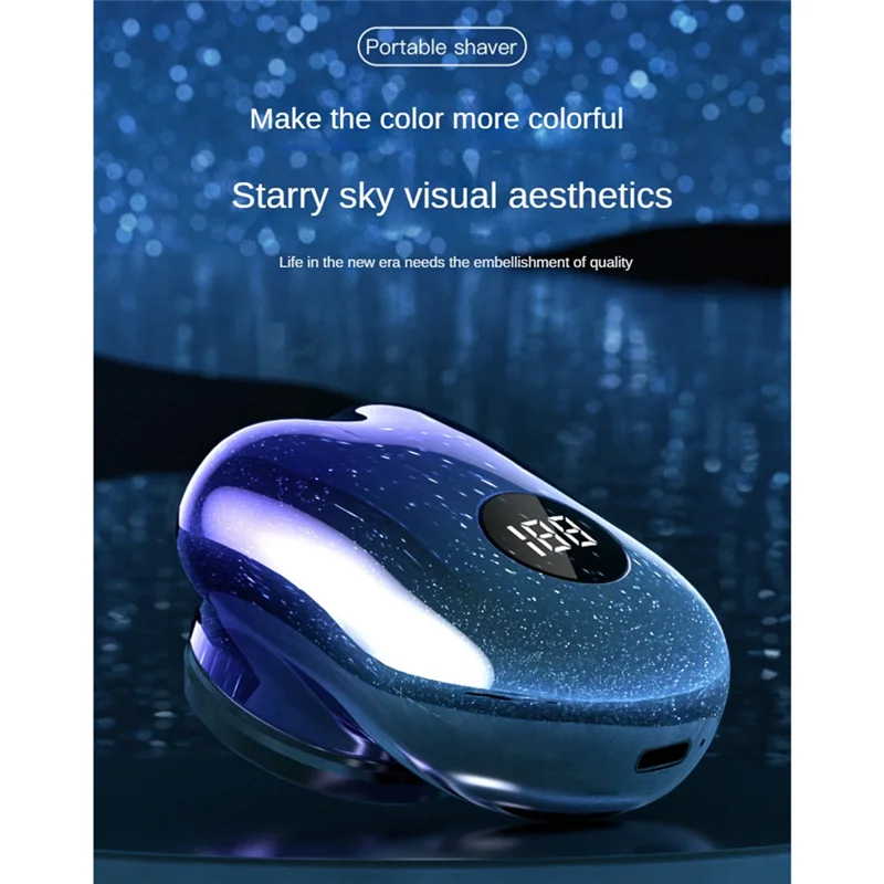 B06B-Portable USB Electric Mini Shaver For Men Pocket Electric Shaver Beard Trimmer Digital Display (C)