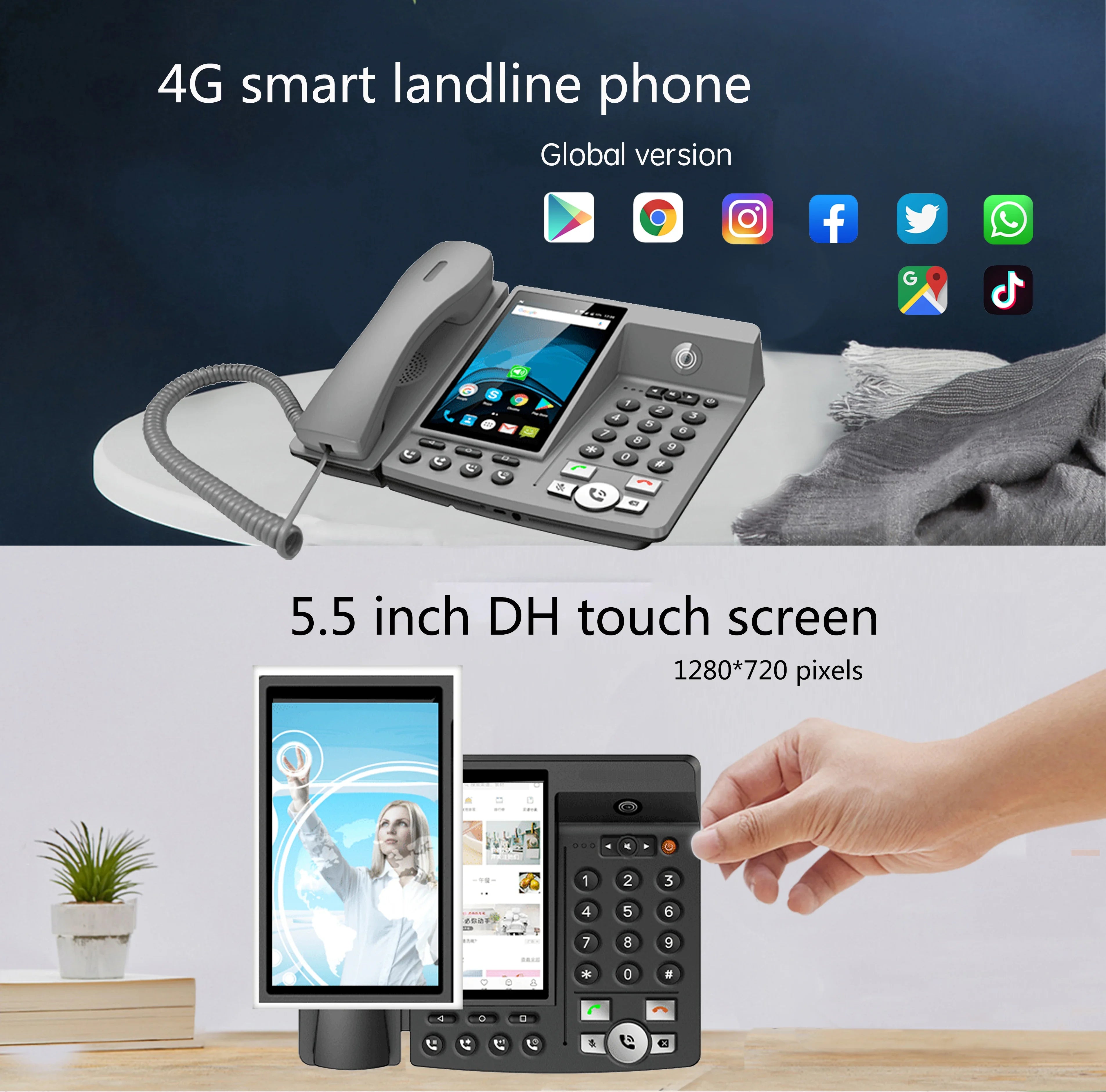 Smart LTE 4G Fixed Wireless Landline Android 8.1  4G SIM Network Videophone Glob Universal Elderly WIFI Video Mobile Phone