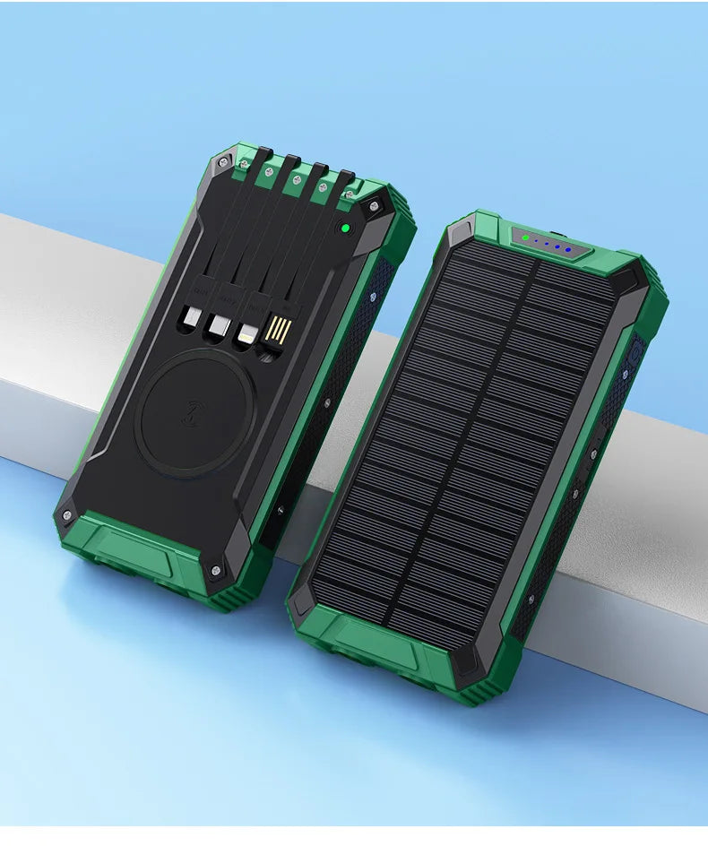 Solar Power Bank Wireless 200000mAh Large Capacity Fast Charging External Battery Outdoor Survival Emergency Equipment