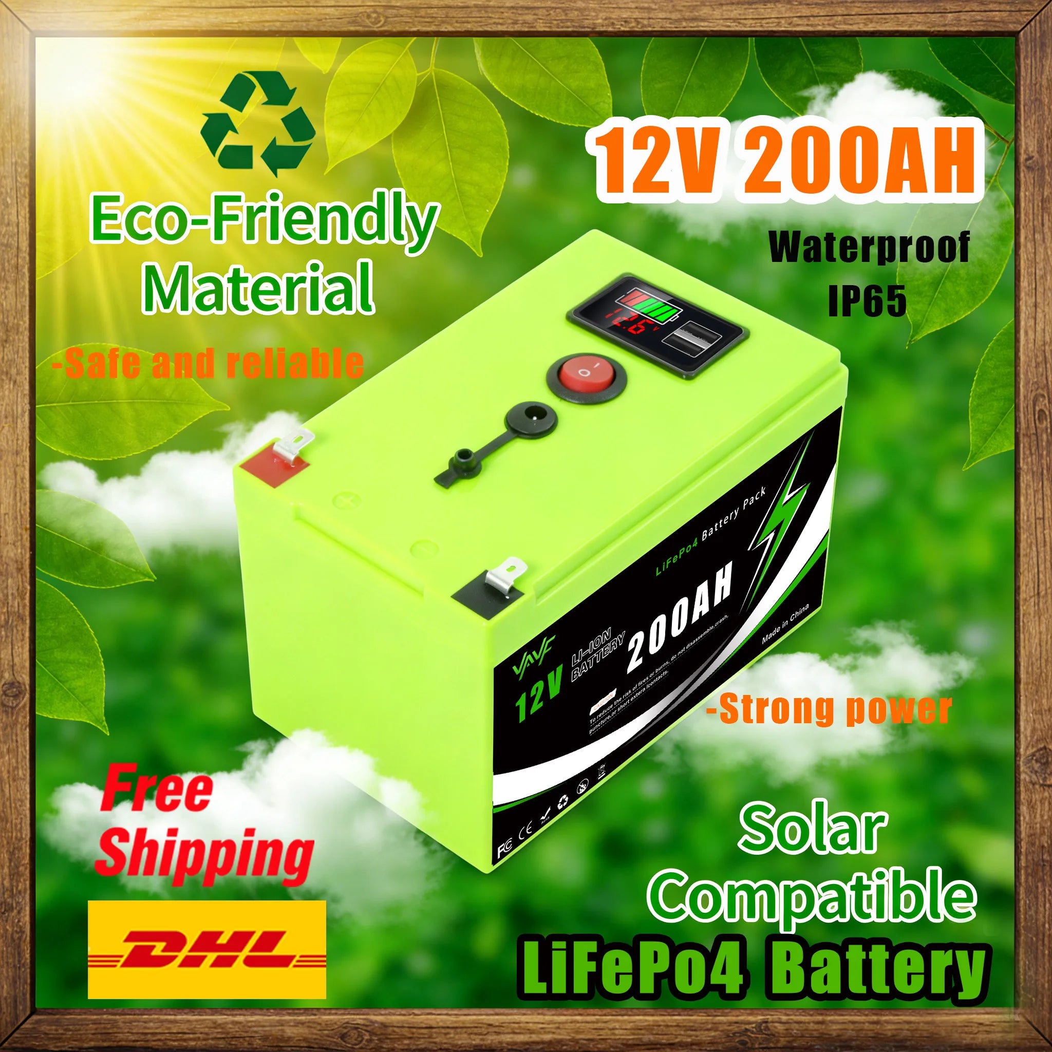 12V 200AH ️Solar Battery☃️ Lithium Deep Cycle Battery🌊Integrated BMS-Perfect for Solar Systems, Campers, Boats&Cabin Power