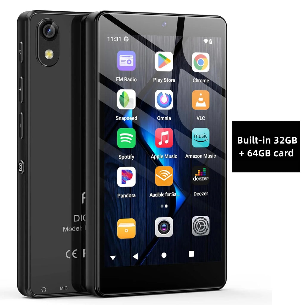 Android 13 32GB/96GB MP3 player with Bluetooth 5.0 and WiFi, Spotify, camera and speakers